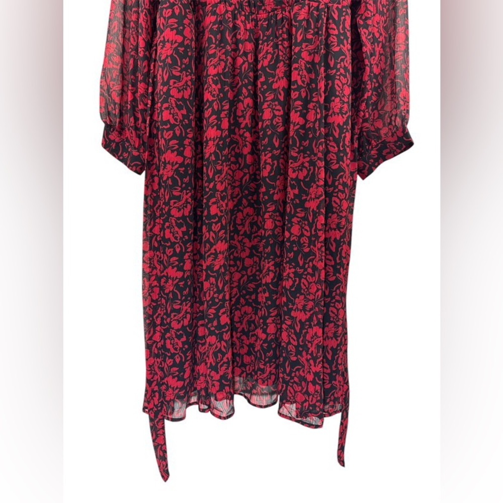 Torrid Midi Crinkle Chiffon Surplice Balloon Sleeve Dress Floral Black Size 2X - Picture 7 of 11
